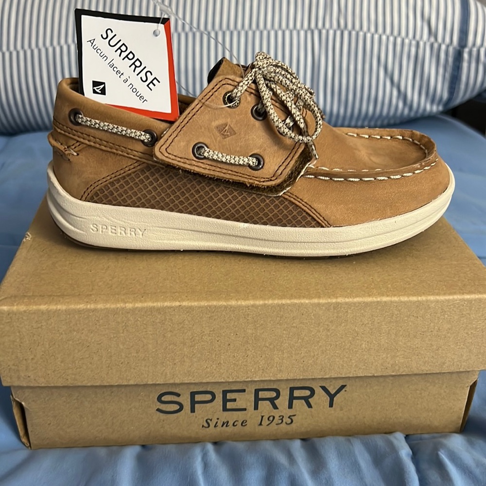 Sperry Gamefish Jr./Dark Tan Little Boys size 12M- Boat Shoe